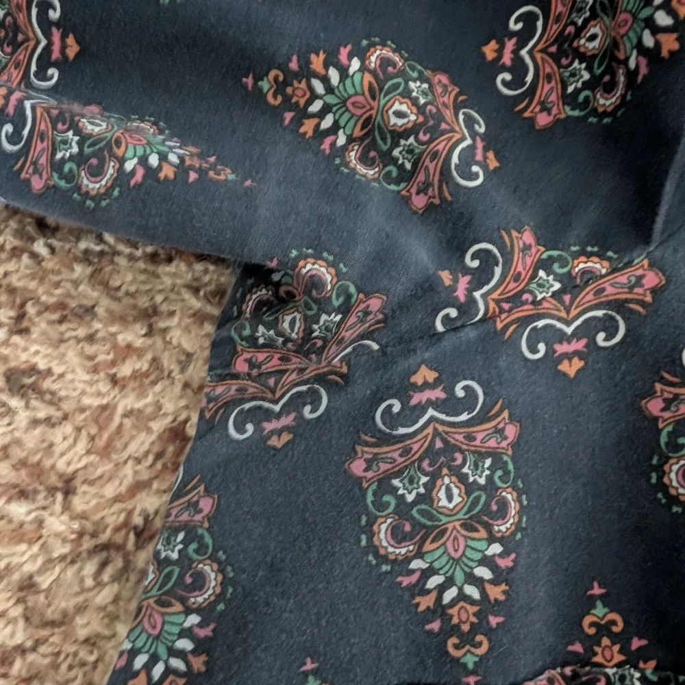 Roaman's Womens 20W Navy Blue Boho Paisley Button‎ Up Shirt Plus Size 3/4 Sleeve